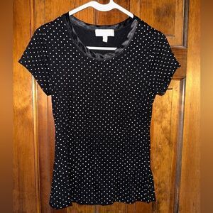 Banana Republic Factory Luxe Touch Black and White Polka Dot Shirt Small